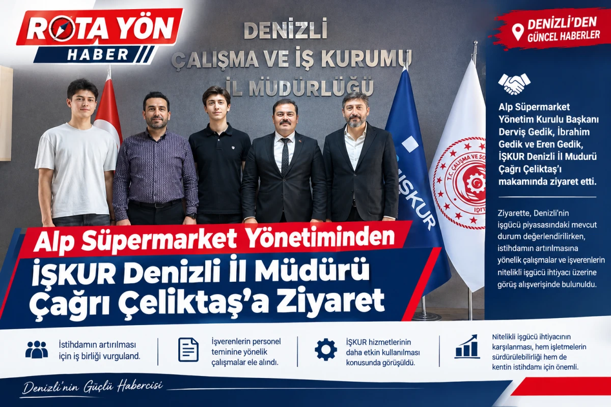 Alp S&uuml;permarket Y&ouml;netiminden İŞKUR Denizli İl M&uuml;d&uuml;r&uuml; &Ccedil;ağrı &Ccedil;eliktaş&rsquo;a Ziyaret